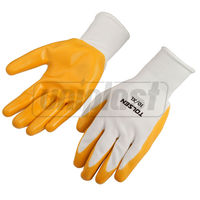 Перчатки полиэстеровые с нитриловым покрытием 10" - белый/желтый TOLSEN