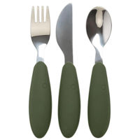 Seturi pentru hrănire bebelușilor BIBS 4340218 Set tacamuri din otel inoxidabil Hunter Green