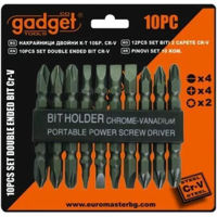 Набор головок, бит, насадок Gadget tools 390507 10 бит с 2 головками, Cr-V