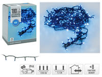 Luminite de Craciun "Fir" 180LED albastre, 13.5m, 8 regimuri, in/out