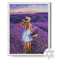 Картина по номерам Art Gallery QB205201 Mozaic cu diamante patrate 40x50cm Fata intr-un camp de lavanda