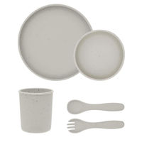 Seturi pentru hrănire bebelușilor Kikka Boo 31302050002 Set de alimentatie din silicon Platinum Sand, 5 piese