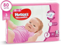 Подгузники для девочек Huggies Ultra Comf 3 (5-9 kg), 80 шт.