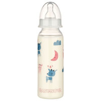 "Baby-Nova" Силиконовая бутылочка со стандартным горлышком "Спокойной ночи", 0-24 мес, 240мл., средний поток, без BPA, 1 шт