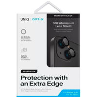 Стекло защитное для смартфона UNIQ Optix Aluminium Camera Lens Protector for iPhone 15/15 Plus/14, Black
