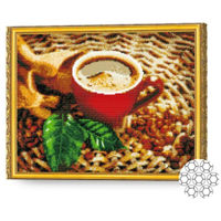 Tablou pe numere Art Gallery GA73804 Mozaic cu diamante 40x50cm Cafea si frunzulite