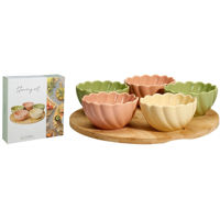 Посуда прочая Excellent Houseware 57473 Set pentru aperitiv 6unitati, suport din lemn D27x1cm