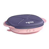 Посуда для кормления U-Grow UG-239PP Farfurie din silicon cu ventuza si capac, mov-roz