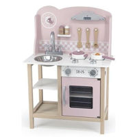 Игрушечная кухня и посуда Viga 44046 Bucătărie din lemn pentru copii cu accesorii (culoare roz)
