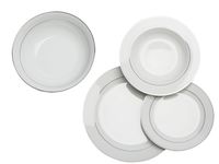 Набор посуды Olimpia 19ед, белый, серебряная кайма