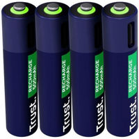 Аккумулятор Trust TR25671 USB-C Rechargeable Battery AA A 500 mAh, 4 Pack