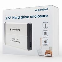 2.5" SATA HDD External Case (USB 3.0),  Silver, Gembird "EE2-U3S-2-S"
