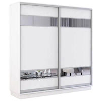 Dulap Mobildor-Lux Fox uși glisante din PAL cu elemente din oglindă (210x60x220H cm) Alb