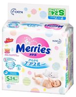 Подгузники Merries S (4-8 кг), 24 шт.