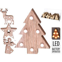 Новогодний декор Promstore 43444 Сувенир деревянный LED Christmas 13x10cm, 4 вида