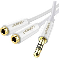 Переходник для AV Ugreen 10739 AUX Splitter 3.5mm to 2*3.5mm 0.25M AV134, White