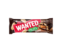 Baton cu nuga, caramel, arahide cereale crocante şi glazură de ciocolată neagră Eti Wanted Nuts Dark, 45 gr.