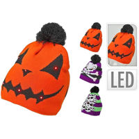 Декор Promstore 18348 Caciula Halloween Dovleac, schelet 6LED 28x20cm (în as)