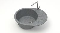Матовые кухонные мойки из литьевого мрамора  (темн.сер.)  F010Q8