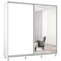 Dulap Mobildor-Lux Aron-S uși glisante din oglindă și PAL (200x60x200H cm) Alb Brilliant