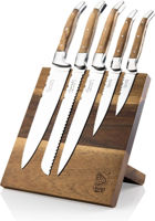 Набор ножей Laguiole Luxury Line 5 Kitchen Knives Olive Wood cu suport magnetic