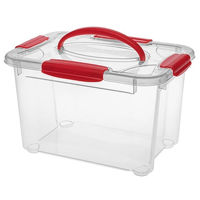 Короб для хранения Бытпласт 57627 cu capac Econova Cristal, 5.5L, 28.3x20x17cm, rosu