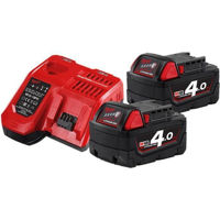 Зарядные устройства и аккумуляторы Milwaukee 4933459215 M18NRG-402 Set de acumulator Li-on 18V 4.0 Ah x 2 si incarcator