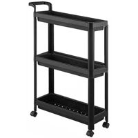 Этажерка miscellaneous RM44 Raft cu rotile, 3 nivele, plastic, negru