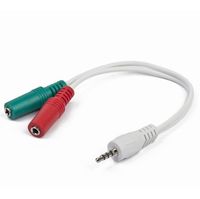 CCA-417W 3.5 mm 4-pin plug to 3.5 mm stereo + microphone sockets adapter cable, 20cm, White