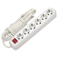 Plungitor 6 locuri cu pamintare+intr. 16A 250V 5M Makel (24/12buc.)