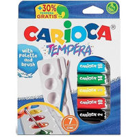 Набор для творчества Promstore 53224 Set vopsele de acuarela Carioca Tempera 7 tuburiX10ml + paleta cu pensula