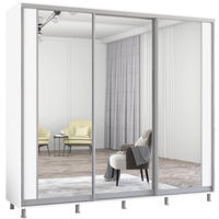 Dulap Mobildor-Lux Aron uși glisante din PAL cu oglindă vertical (250x60x200H cm) Alb Brilliant