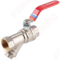 Supapă de închidere Ferro Robinet bila apa cu filtru Y maneta lunga 3/4" FF KFPZF2