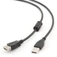 Cable USB, USB AM/AF, 1.8 m, USB2.0  Premium quality with ferrite core, Cablexpert, CCF-USB2-AMAF-6