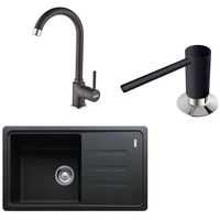 Мойка кухонная со смесителем Franke 114.0660.702 BSG 611-78 S + Pola 1.0 + Dozator sapun Negru