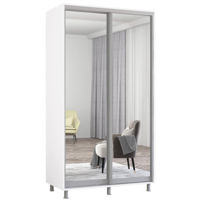 Dulap Mobildor-Lux Aron-S uși glisante din oglinzi (110x60x220H cm) Alb Brilliant