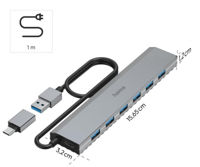 USB Hub Hama 200137 USB Hub, 7 Ports, USB 3.2 Gen 1, 5 Gbit/s, incl. USB-C Adapter and PSU