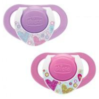 Chicco Suzetă cu inel din silicon Roz, 12+ luni, 2 buc.