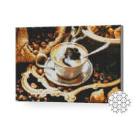 Tablou pe numere Art Gallery XQB74263 Mozaic cu diamante Cafea si boabe 30x40cm