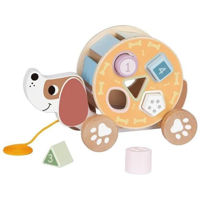 Игрушка каталка Tooky Toy TL033N Jucărie din lemn trage Câinele, 60666