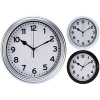 Часы Promstore 08684 rotund 22.3cm, H3.8cm Clasic, plastic, negru/alb