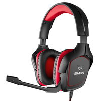 Gaming Headset SVEN AP-G333MV, 40mm drivers, 20-20000Hz, 32 Ohm, 105dB, 305g., 2x3.5mm, Black/Red