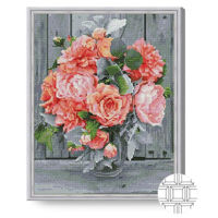 Tablou pe numere Art Gallery QB206083 Mozaic cu diamante patrate 40x50cm Buchet pe fond de scandura