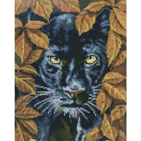 Картина по номерам Strateg HX452 Алмазная мозайка Пантера в листьях 40x50