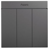 Întrerupător electric Aqara H1M - 3 клавиши (c нулём) квадратный подрозетник - чёрный (ZNQBKG26LM)