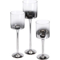 Свеча H&S 52517 Set 3 sfesnice din sticla Pocal 25cm, 30cm, 35cm, argintiu