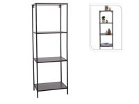 Raft cu 4 polite H&S, 45X30X130cm, metal/MDF, negru