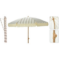 Зонт садовый Promstore 55441 Umbrela de soare, D183cm, 8 spite arcuite, franjuri, dungi gri, UPF 30+