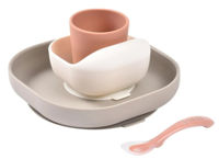 Seturi pentru hrănire bebelușilor Beaba B913602 Set de masa silicon 4 piese Terracotta Gazelle