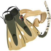 Accesoriu pentru înot AquaLung Set masca+tub+labe scufundare NABUL SN Sand/Olive ML/XL